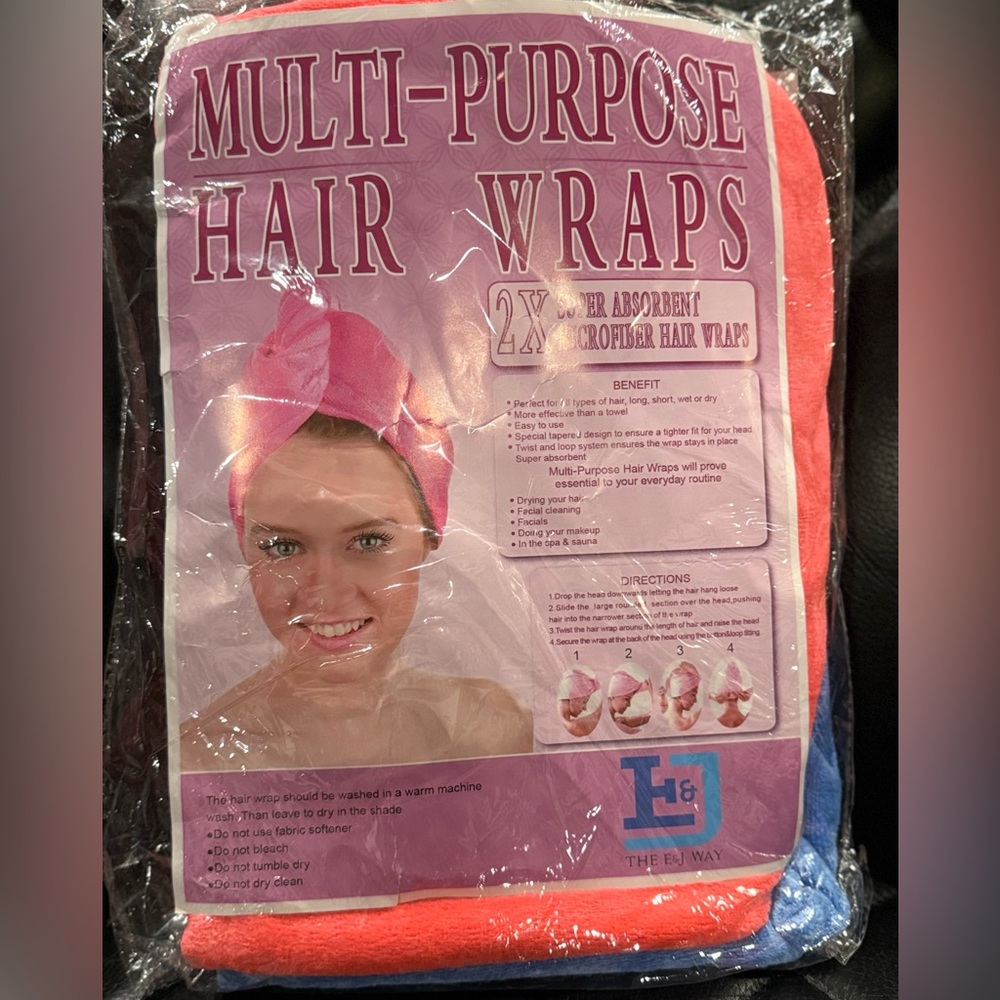 Multi-Purpose Hair Wraps - Pink and Blue Pack of 2